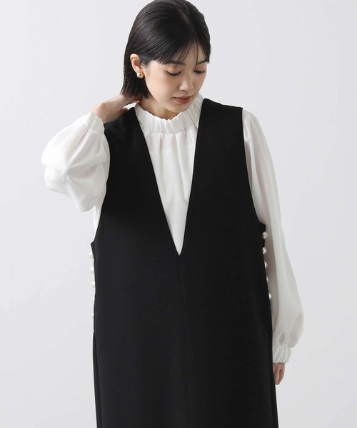 anana（アナナ）の「サイドパールＶネックジャンバースカート（ワンピース・レディース・ブラック・FREE）」の8枚目の写真