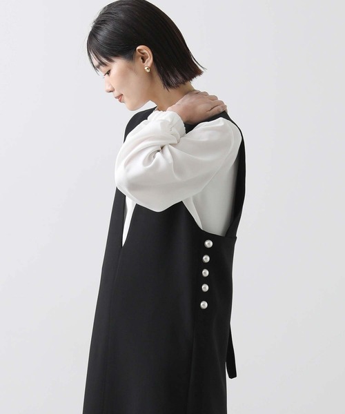 anana（アナナ）の「サイドパールＶネックジャンバースカート（ワンピース・レディース・ブラック・FREE）」の9枚目の写真