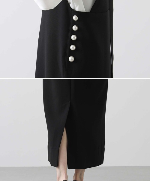 美品 anana サイドパールVネック ワンピース ジャンバー