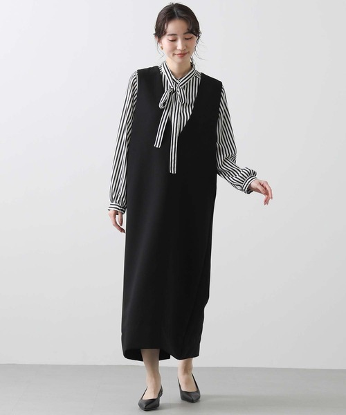 anana（アナナ）の「サイドパールＶネックジャンバースカート（ワンピース・レディース・ブラック・FREE）」の14枚目の写真