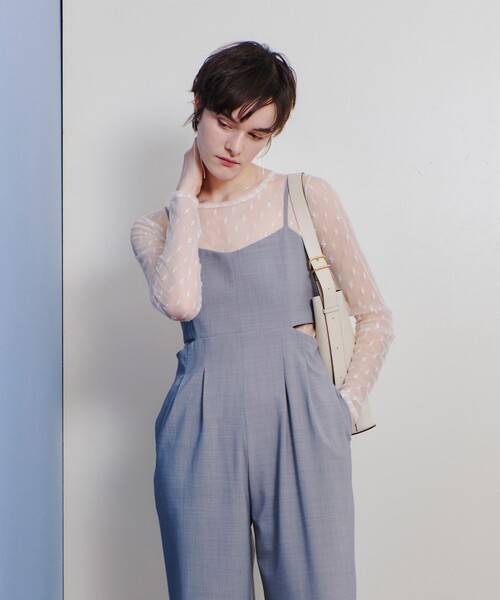 allureville（アルアバイル）の「幾何柄チュールトップス（Tシャツ/カットソー・レディース・オフホワイト/ブラック・2）」の3枚目の写真