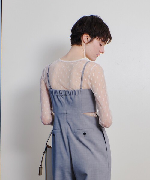 allureville（アルアバイル）の「幾何柄チュールトップス（Tシャツ/カットソー・レディース・オフホワイト/ブラック・2）」の5枚目の写真