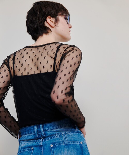 allureville（アルアバイル）の「幾何柄チュールトップス（Tシャツ/カットソー・レディース・オフホワイト/ブラック・2）」の12枚目の写真