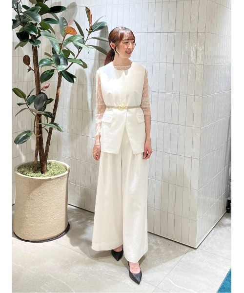 allureville（アルアバイル）の「幾何柄チュールトップス（Tシャツ/カットソー・レディース・オフホワイト/ブラック・2）」の19枚目の写真