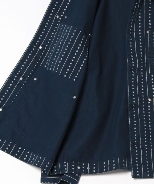 Carhartt WIP(カーハートダブリューアイピー)の「Carhartt WIP/カーハートダブリューアイピー DREWE CHORE COAT ジャケット/コート I034823(その他アウター・メンズ・インディゴブルー/オフホワイト/ブラック・M/L)」の5枚目の写真