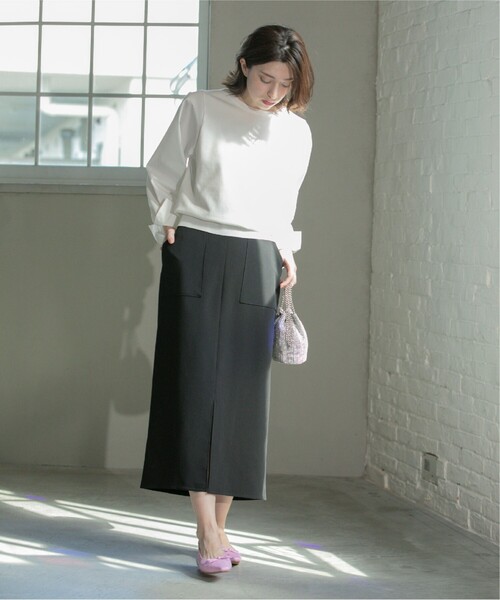 OPAQUE.CLIP（オペークドットクリップ）の「ストレッチダブルポケットタイトスカート【洗濯機洗い可/防シワ】（スカート・レディース・ブラック/カーキ/ライトベージュ・36/38/40/42）」の21枚目の写真