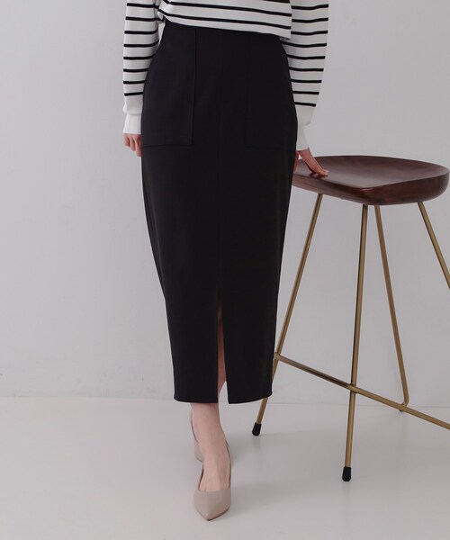 OPAQUE.CLIP（オペークドットクリップ）の「ストレッチダブルポケットタイトスカート【洗濯機洗い可/防シワ】（スカート・レディース・ブラック/カーキ/ライトベージュ・36/38/40/42）」の12枚目の写真