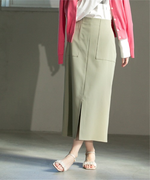 OPAQUE.CLIP（オペークドットクリップ）の「ストレッチダブルポケットタイトスカート【洗濯機洗い可/防シワ】（スカート・レディース・ブラック/カーキ/ライトベージュ・36/38/40/42）」の17枚目の写真