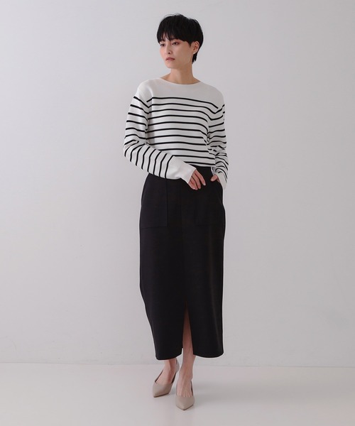 OPAQUE.CLIP（オペークドットクリップ）の「ストレッチダブルポケットタイトスカート【洗濯機洗い可/防シワ】（スカート・レディース・ブラック/カーキ/ライトベージュ・36/38/40/42）」の14枚目の写真