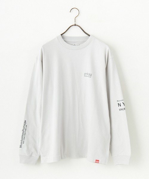 Manhattan Portage（マンハッタンポーテージ）の「[MANHATTAN PORTAGE/マンハッタンポーテージ] ワンポイントスカイラインロゴ 袖プリントロンT（Tシャツ/カットソー・レディース・ホワイト/ライトグレー/ブラック・S/M/L/XL）」の8枚目の写真