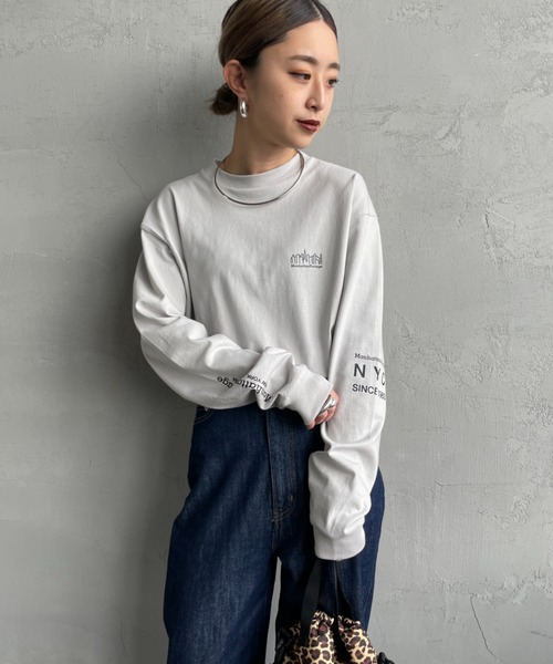 tシャツ 「MANHATTAN PORTAGE/マンハッタンポーテージ」 ワンポイントスカイラインロゴ 袖プリントロンT レディース メンズ MANHATTAN PORTAGE/マンハッタンポーテージ] ワンポイント