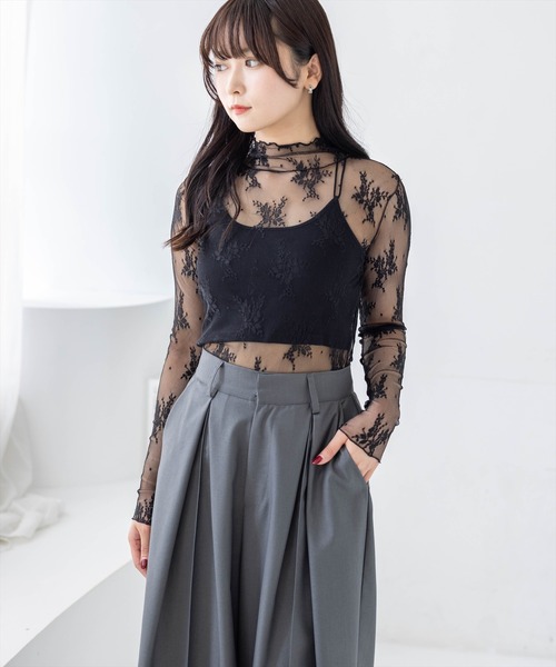 clear（クリア）の「ラメシアートップス[着回し抜群 レイヤード カジュアル] ≪再入荷≫（Tシャツ/カットソー・レディース・ベージュ系その他/ホワイト系その他/オフホワイト/ライトグレー/ミント/ブラック系その他/ブルー/ピンク・F）」の4枚目の写真