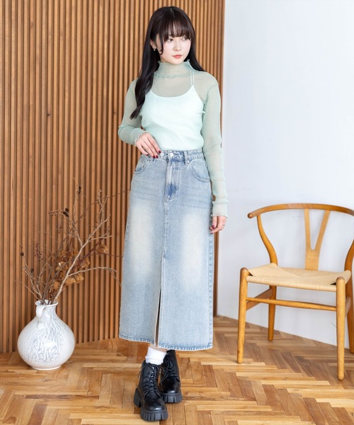 clear（クリア）の「ラメシアートップス[着回し抜群 レイヤード カジュアル] ≪再入荷≫（Tシャツ/カットソー・レディース・ベージュ系その他/ホワイト系その他/オフホワイト/ライトグレー/ミント/ブラック系その他/ブルー/ピンク・F）」の9枚目の写真