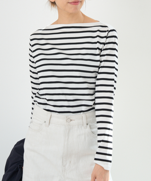 追加》SEATTLE度詰めボーダーボートネックニット（ニット