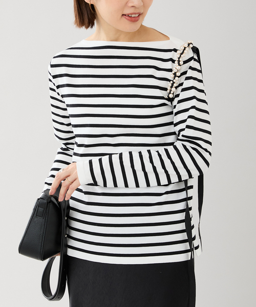 新品タグ付き　IENA　SEATTLE度詰めボーダーボートネックニット 追加》SEATTLE度詰めボーダーボートネックニット（ニット