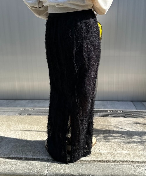 mi via loca（ミヴィアロカ）の「【SET UP 対応】フリンジシャギーレース Iラインスカート（スカート・レディース・ブラック/アイボリー・FREE）」の19枚目の写真