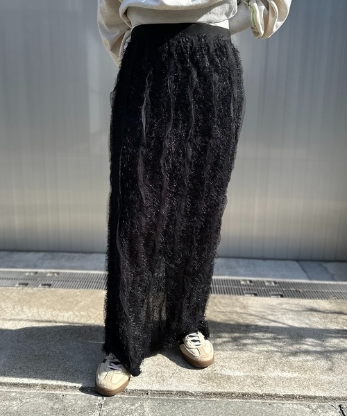 mi via loca（ミヴィアロカ）の「【SET UP 対応】フリンジシャギーレース Iラインスカート（スカート・レディース・ブラック/アイボリー・FREE）」の21枚目の写真