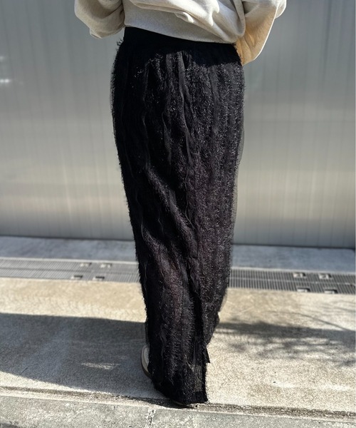 mi via loca（ミヴィアロカ）の「【SET UP 対応】フリンジシャギーレース Iラインスカート（スカート・レディース・ブラック/アイボリー・FREE）」の14枚目の写真