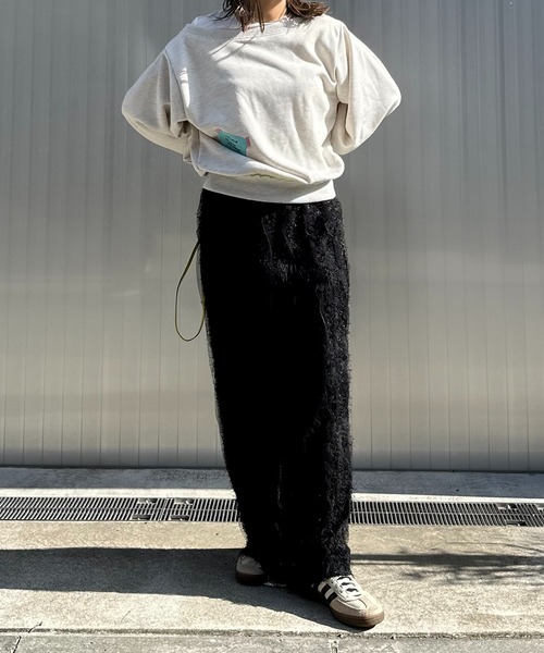 mi via loca（ミヴィアロカ）の「【SET UP 対応】フリンジシャギーレース Iラインスカート（スカート・レディース・ブラック/アイボリー・FREE）」の4枚目の写真