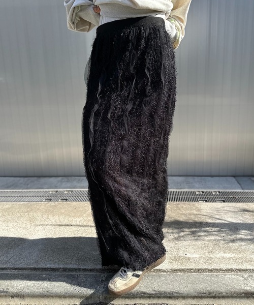 mi via loca（ミヴィアロカ）の「【SET UP 対応】フリンジシャギーレース Iラインスカート（スカート・レディース・ブラック/アイボリー・FREE）」の15枚目の写真