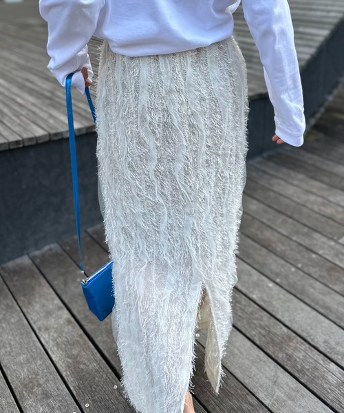 mi via loca（ミヴィアロカ）の「【SET UP 対応】フリンジシャギーレース Iラインスカート（スカート・レディース・ブラック/アイボリー・FREE）」の22枚目の写真
