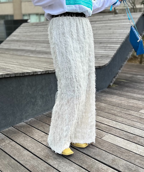 mi via loca（ミヴィアロカ）の「【SET UP 対応】フリンジシャギーレース Iラインスカート（スカート・レディース・ブラック/アイボリー・FREE）」の10枚目の写真