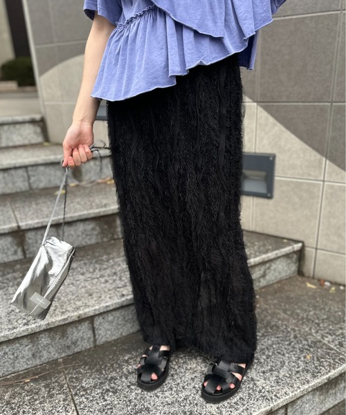 ブラック　※ウエストを内側に折り返して着用
model:154cm 着用サイズ:FREE