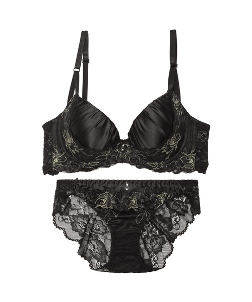 ゴージャスシャインフラワー 育乳脇高 ブラジャー&バック透け