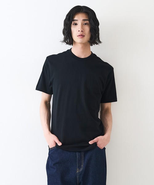 HANES（ヘインズ）の「【HANES/ヘインズ】【7.0oz 超厚手】KURO 先染めブラック クルーネックTシャツ 透けない・タフ（Tシャツ/カットソー・メンズ・ブラック・LARGE/X-LARGE/MEDIUM/SMALL）」の7枚目の写真