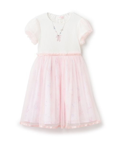 【美品】今季 メゾピアノ　フローラルバレエ柄ドッキングワンピース　90センチ セール】フローラルバレエ柄 ドッキングワンピース（ワンピース