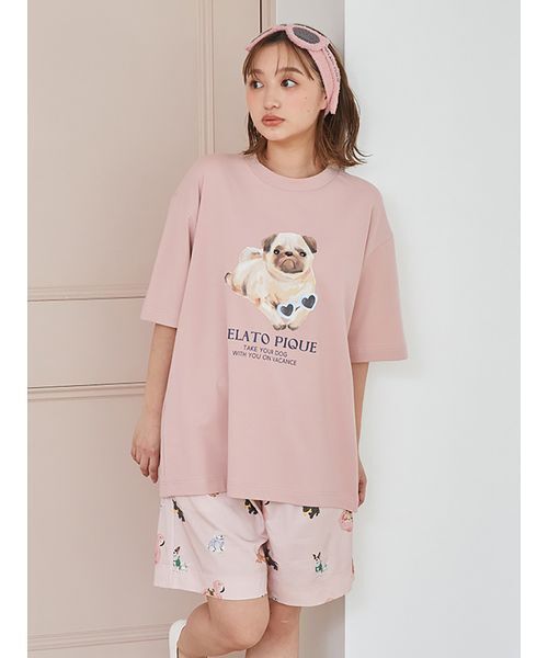 大人気!! gelato pique サマードッグ柄 シャツ&ハーフパンツ SET セール】【UNISEX】SUMMER DOG総柄ハーフパンツ（ルームウェア