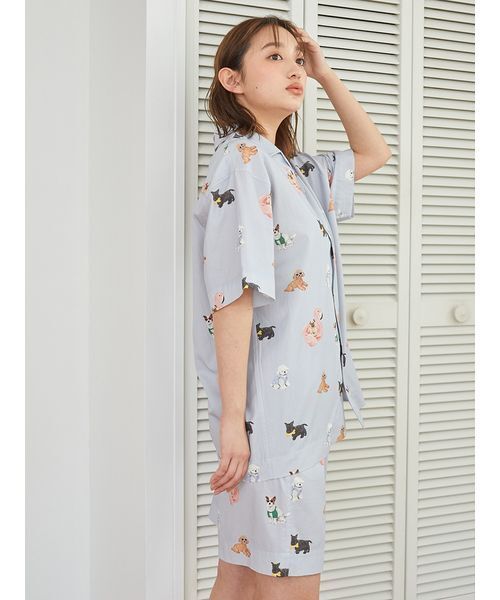 セール】【UNISEX】SUMMER DOG総柄ハーフパンツ（ルームウェア