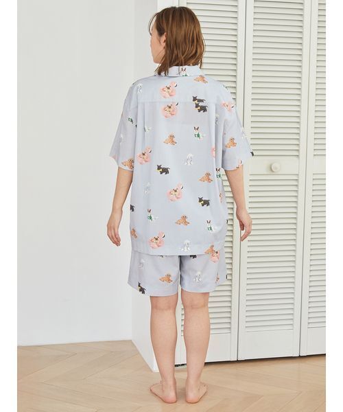 大人気!! gelato pique サマードッグ柄 シャツ&ハーフパンツ SET セール】【UNISEX】SUMMER DOG総柄ハーフパンツ（ルームウェア