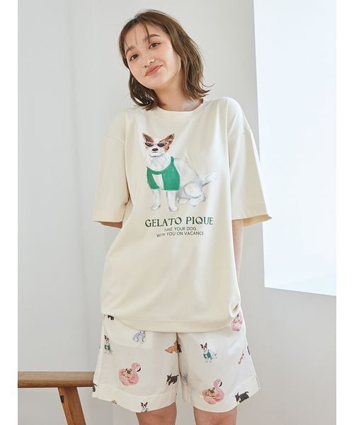 【ジェラートピケ】サマードッグシリーズ Tシャツ&ハーフパンツ セットアップ ジェラートピケ】サマードッグシリーズ Tシャツ&ハーフパンツ