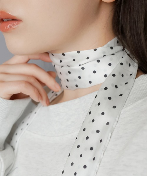 セール】ZIP!で紹介されました♪ 細スカーフ/ドット/ウィッシュコア