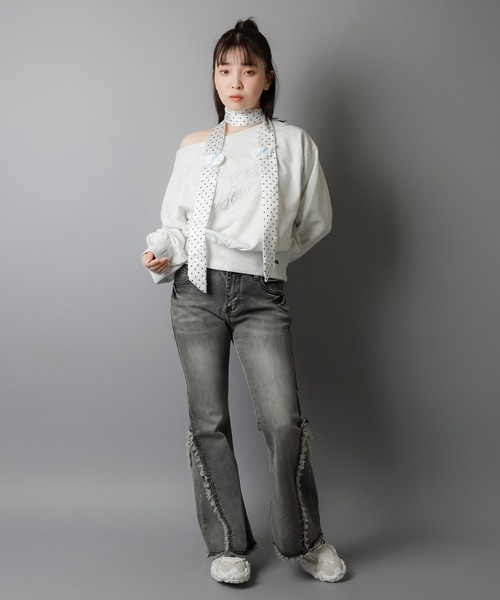 SPINNS（スピンズ）の「ZIP!で紹介されました♪ 細スカーフ/ドット/ウィッシュコア（バンダナ/スカーフ・レディース・ホワイト/ブラック・ONESIZE）」の8枚目の写真