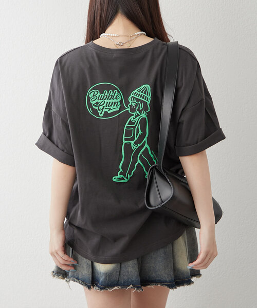 continuer de NICE CLAUP(コンティニューデナイスクラップ)の「バブルガム女の子BIGT(Tシャツ/カットソー・レディース・アイボリー/ブルー/オフホワイト/スミクロ・FREE)」の20枚目の写真