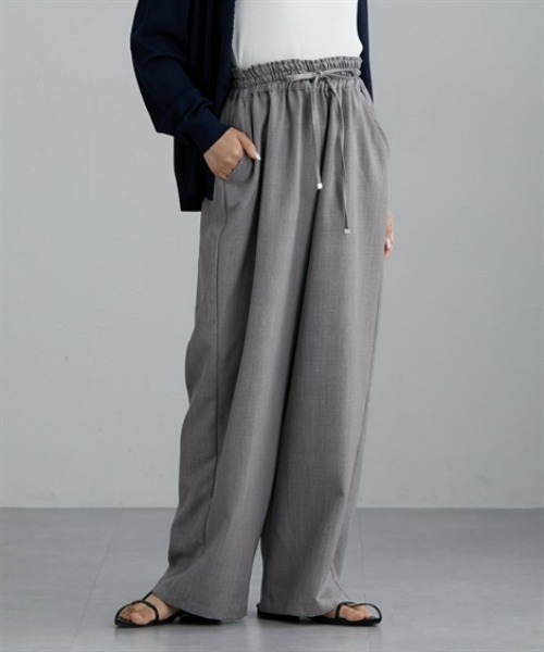 nissen（ニッセン）の「麻調合繊素材スラックスパンツ（スラックス・レディース・アイボリー/ブラック/グレー・M/L）」の3枚目の写真