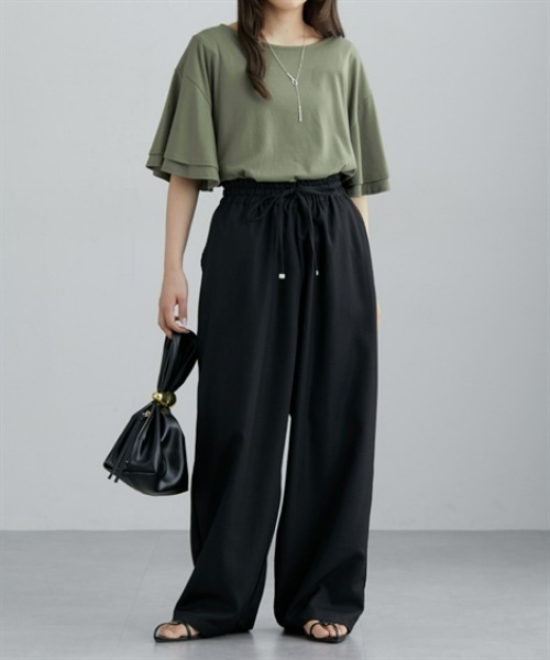 nissen（ニッセン）の「麻調合繊素材スラックスパンツ（スラックス・レディース・アイボリー/ブラック/グレー・M/L）」の18枚目の写真