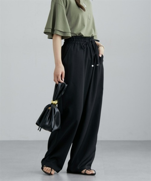 nissen（ニッセン）の「麻調合繊素材スラックスパンツ（スラックス・レディース・アイボリー/ブラック/グレー・M/L）」の15枚目の写真