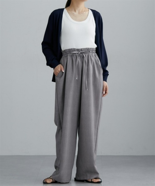 nissen（ニッセン）の「麻調合繊素材スラックスパンツ（スラックス・レディース・アイボリー/ブラック/グレー・M/L）」の12枚目の写真