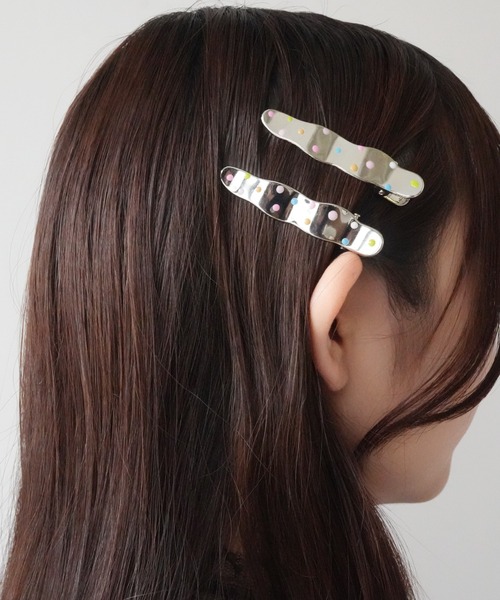 POETTE ハート型ヘアクリップ、ヘアオイルとポーチのセット セール】【 Port / ポート 】 カラフル ドット メタル ヘア