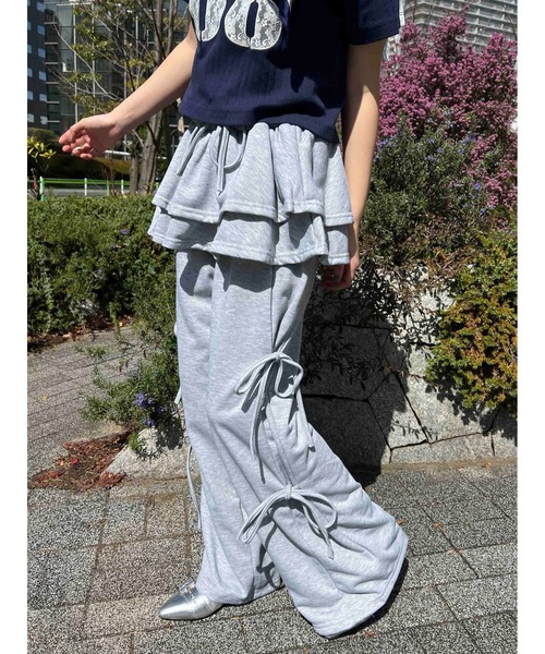 WC(ダブル シー)の「スカートレイヤードスウェットパンツ(スウェットパンツ・レディース・グレー/ブラック・FREE)」の2枚目の写真