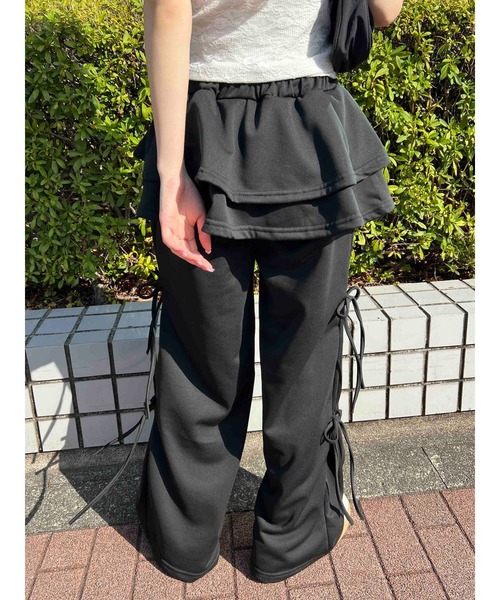 WC(ダブル シー)の「スカートレイヤードスウェットパンツ(スウェットパンツ・レディース・グレー/ブラック・FREE)」の3枚目の写真