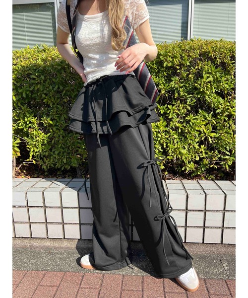 WC(ダブル シー)の「スカートレイヤードスウェットパンツ(スウェットパンツ・レディース・グレー/ブラック・FREE)」の6枚目の写真