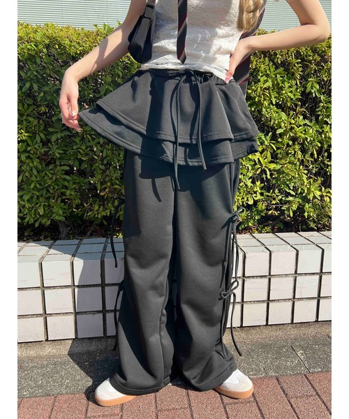 WC(ダブル シー)の「スカートレイヤードスウェットパンツ(スウェットパンツ・レディース・グレー/ブラック・FREE)」の7枚目の写真