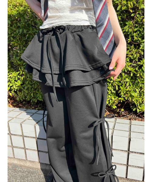 WC(ダブル シー)の「スカートレイヤードスウェットパンツ(スウェットパンツ・レディース・グレー/ブラック・FREE)」の8枚目の写真