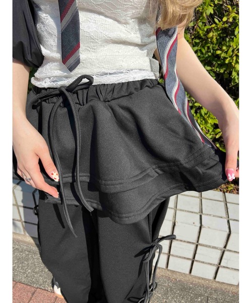 WC(ダブル シー)の「スカートレイヤードスウェットパンツ(スウェットパンツ・レディース・グレー/ブラック・FREE)」の10枚目の写真