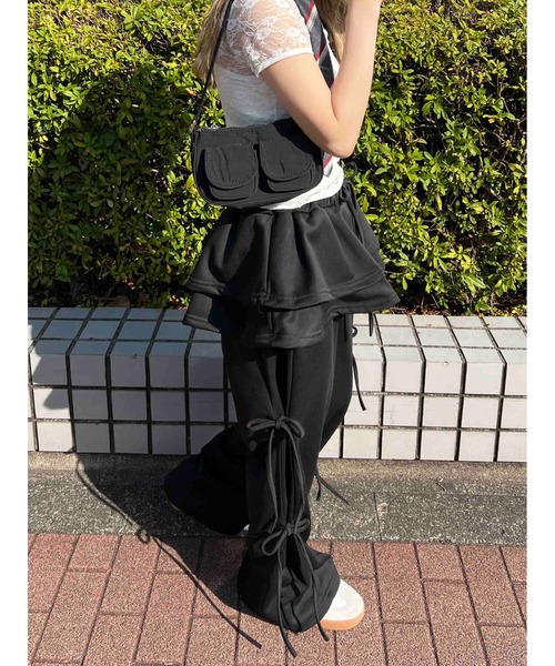 WC(ダブル シー)の「スカートレイヤードスウェットパンツ(スウェットパンツ・レディース・グレー/ブラック・FREE)」の14枚目の写真