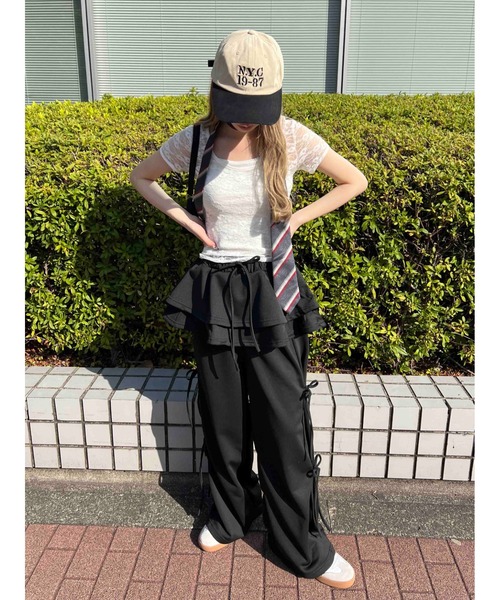 WC(ダブル シー)の「スカートレイヤードスウェットパンツ(スウェットパンツ・レディース・グレー/ブラック・FREE)」の15枚目の写真